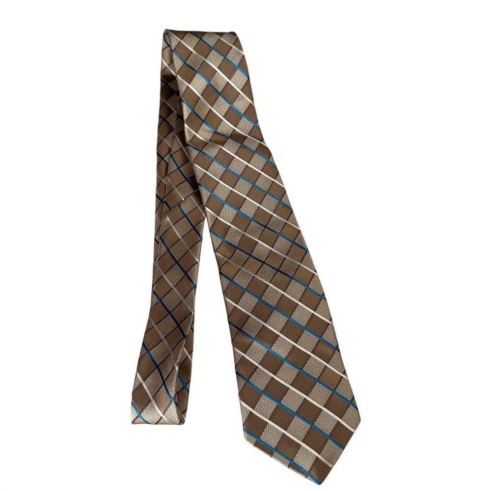 Calabrum London Men 100% Silk Necktie Tie Plaid Check Striped Preppy Traditional